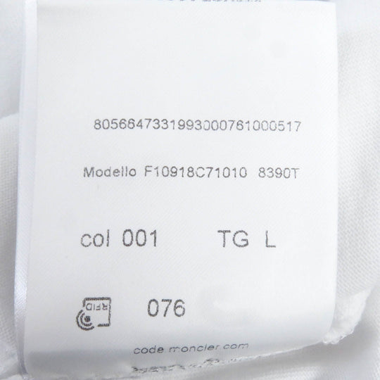 MONCLER Short sleeve T-shirt Main: 100% cotton white MAGLIA T-SHIRT mens L Used Authentic