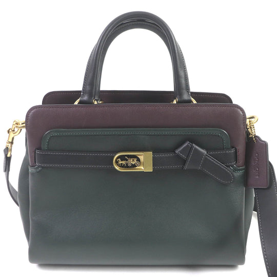 COACH Shoulder Bag C5316 Main: Glove-tanned leather Bordeaux Green Tate Carryall 29 Colorblock Women Used Authentic