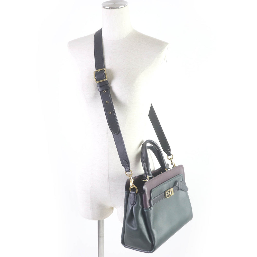COACH Shoulder Bag C5316 Main: Glove-tanned leather Bordeaux Green Tate Carryall 29 Colorblock Women Used Authentic