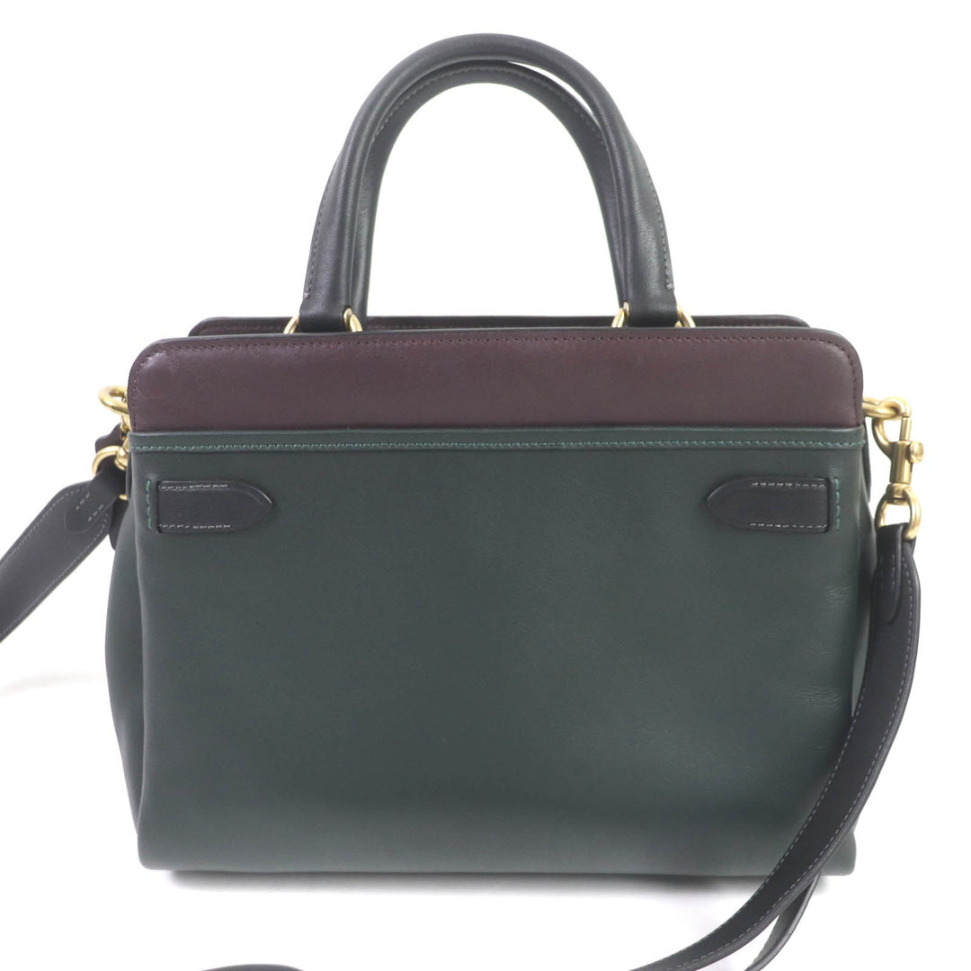 COACH Shoulder Bag C5316 Main: Glove-tanned leather Bordeaux Green Tate Carryall 29 Colorblock Women Used Authentic