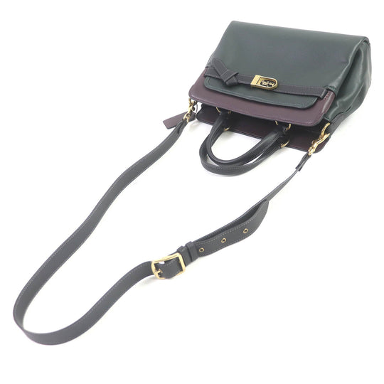 COACH Shoulder Bag C5316 Main: Glove-tanned leather Bordeaux Green Tate Carryall 29 Colorblock Women Used Authentic