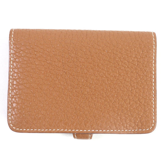 HERMES Card Case Main: Togo gold Dogon mens Used Authentic