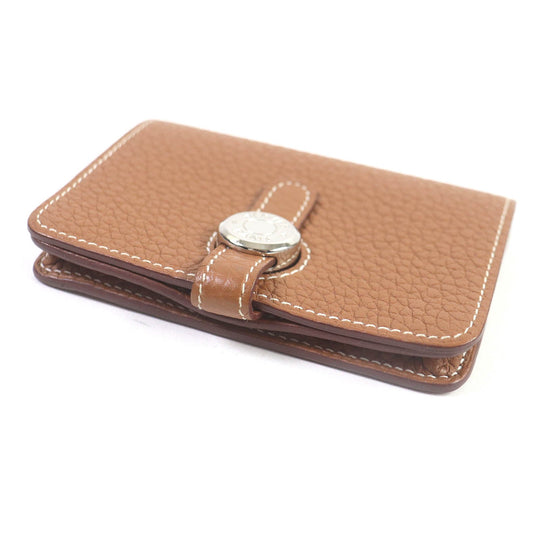 HERMES Card Case Main: Togo gold Dogon mens Used Authentic