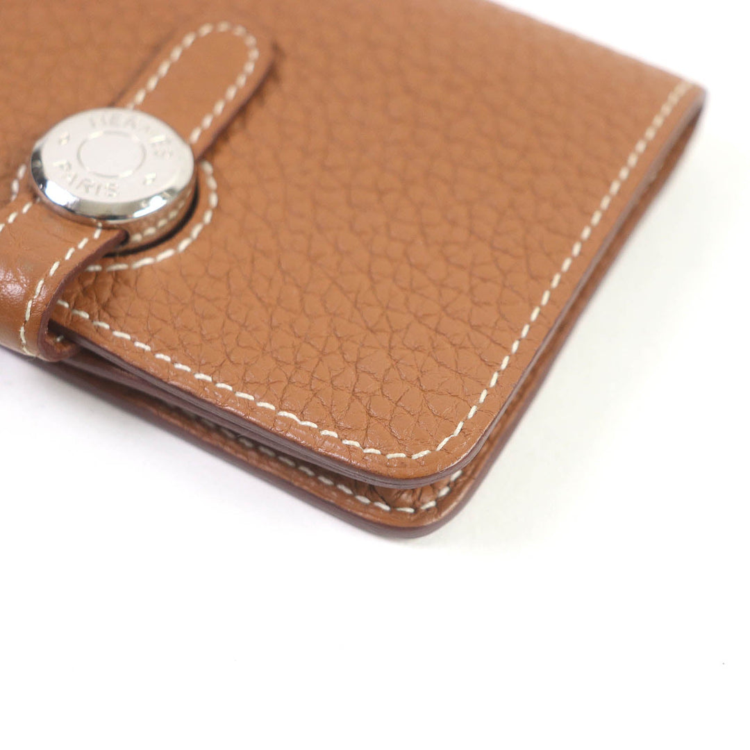HERMES Card Case Main: Togo gold Dogon mens Used Authentic