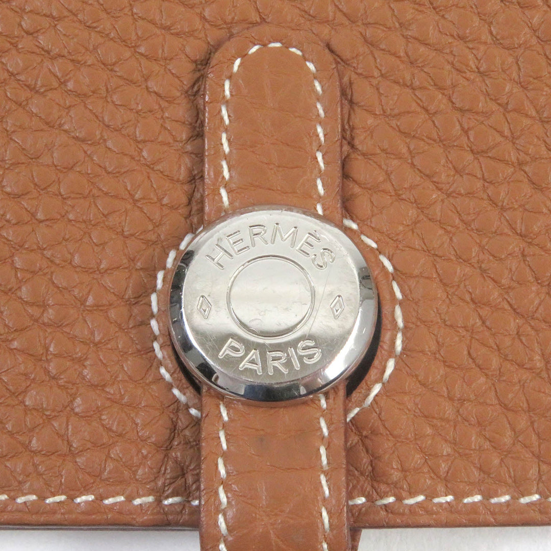 HERMES Card Case Main: Togo gold Dogon mens Used Authentic