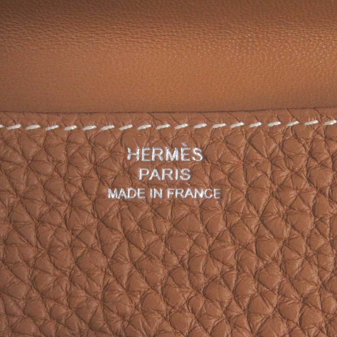 HERMES Card Case Main: Togo gold Dogon mens Used Authentic