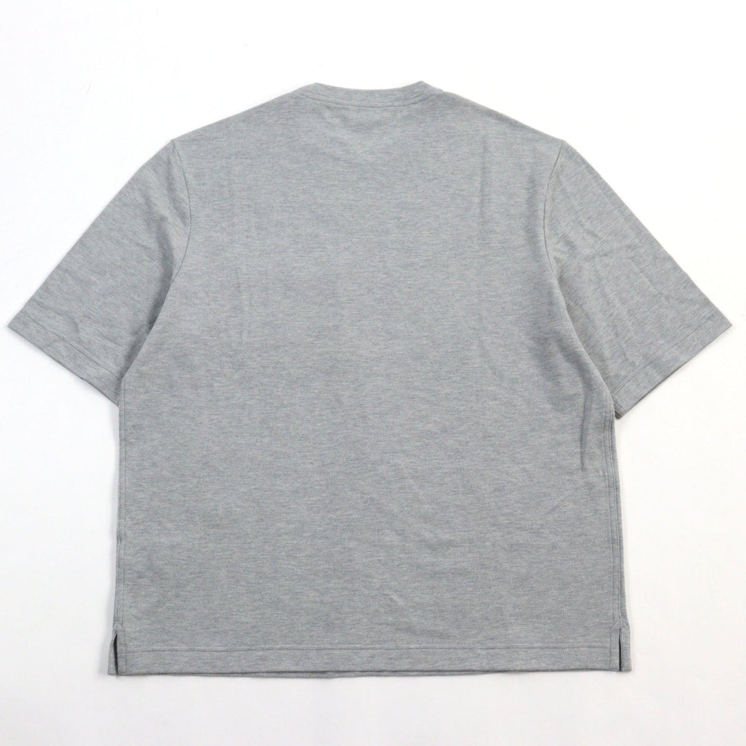 HERMES Short sleeve T-shirt Main: 85% cotton, Main: 15% cashmere, Part: Lamb leather gray mens M Used Authentic