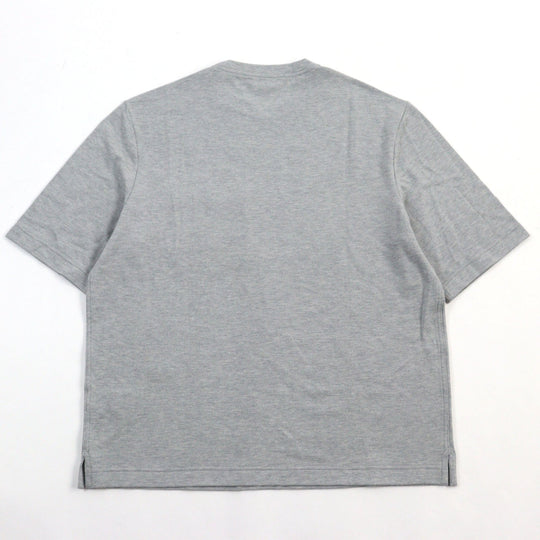 HERMES Short sleeve T-shirt Main: 85% cotton, Main: 15% cashmere, Part: Lamb leather gray mens M Used Authentic
