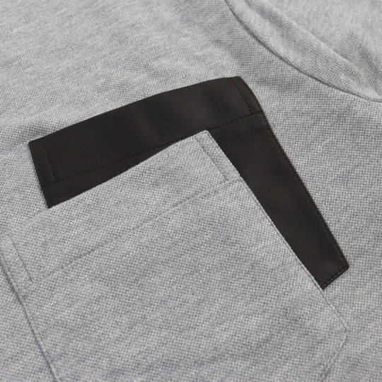 HERMES Short sleeve T-shirt Main: 85% cotton, Main: 15% cashmere, Part: Lamb leather gray mens M Used Authentic