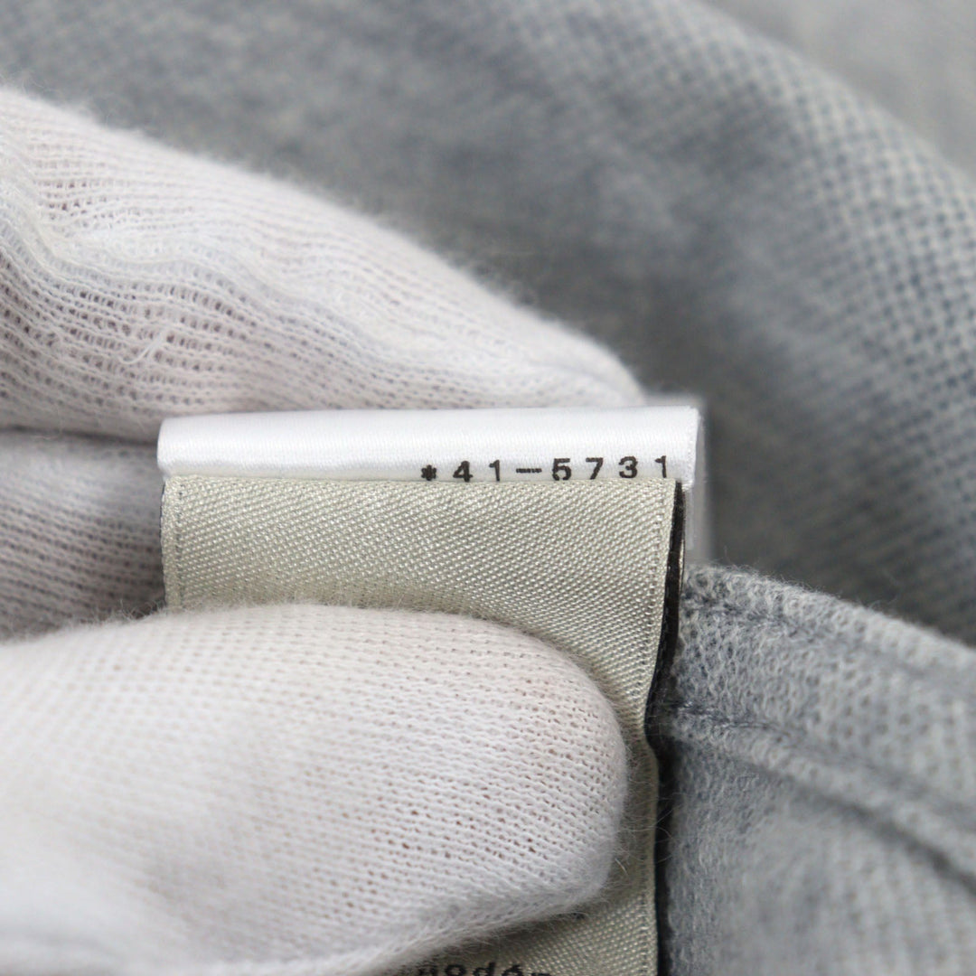 HERMES Short sleeve T-shirt Main: 85% cotton, Main: 15% cashmere, Part: Lamb leather gray mens M Used Authentic