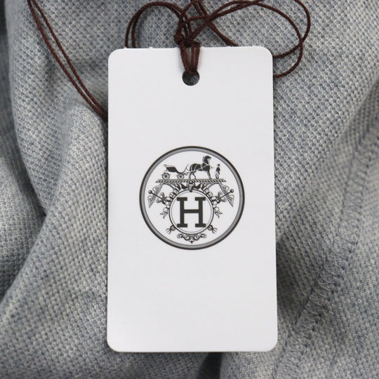 HERMES Short sleeve T-shirt Main: 85% cotton, Main: 15% cashmere, Part: Lamb leather gray mens M Used Authentic