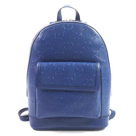 GUCCI Backpack 658579 Main: Leather blue GG emboss mens Used Authentic