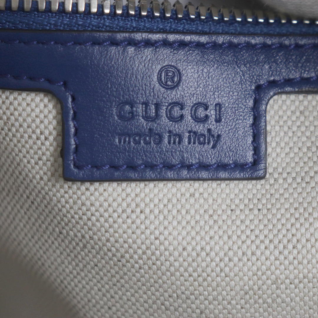 GUCCI Backpack 658579 Main: Leather blue GG emboss mens Used Authentic