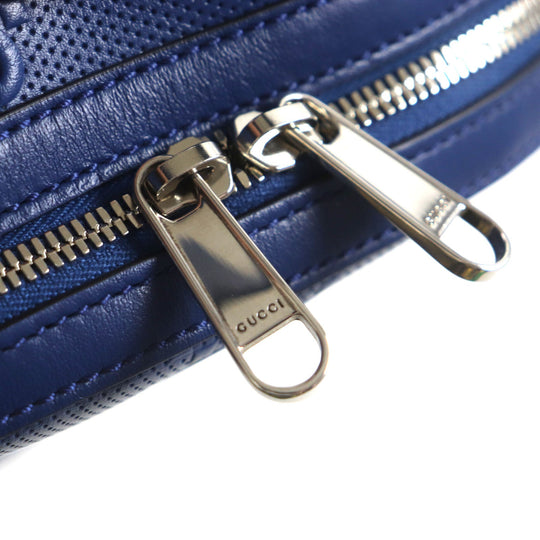 GUCCI Backpack 658579 Main: Leather blue GG emboss mens Used Authentic