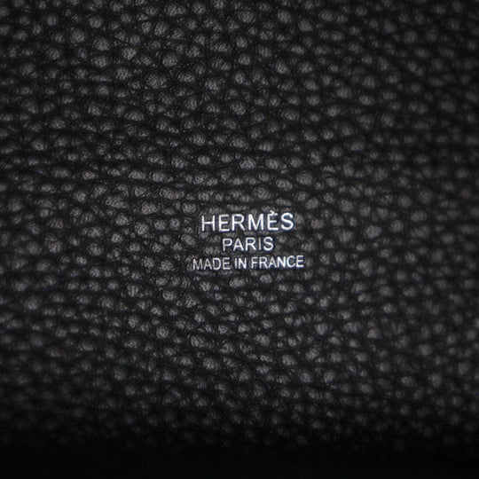 HERMES Tote Bag Main: Toile Militaire, Main: Taurillon Clemence, Main: Sangle Woolley Black camel Pure Sangle mens Used Authentic