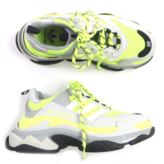 BALENCIAGA sneakers 712821 Main: Leather, Main: Nylon Gray black yellow Triple S mens 39 Used Authentic