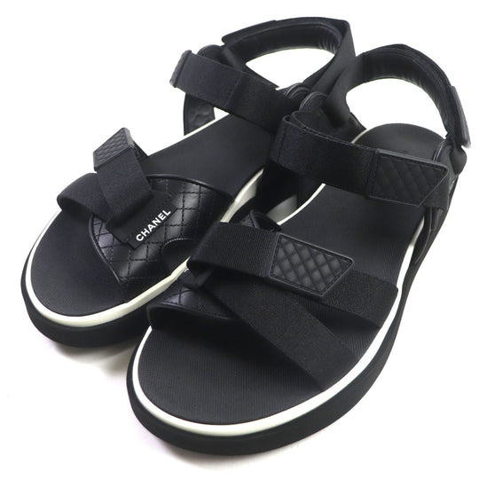 CHANEL Sandals G45084 Main: Leather, Main: Rubber, Main: Nylon black Velcro mens 43 Used Authentic
