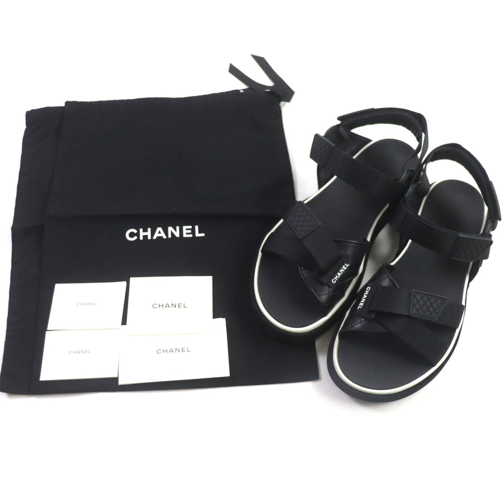 CHANEL Sandals G45084 Main: Leather, Main: Rubber, Main: Nylon black Velcro mens 43 Used Authentic