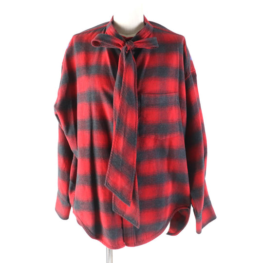 BALENCIAGA Long sleeve shirt 492513 Main: 100% cotton Red black New Swing Women 34 Used Authentic