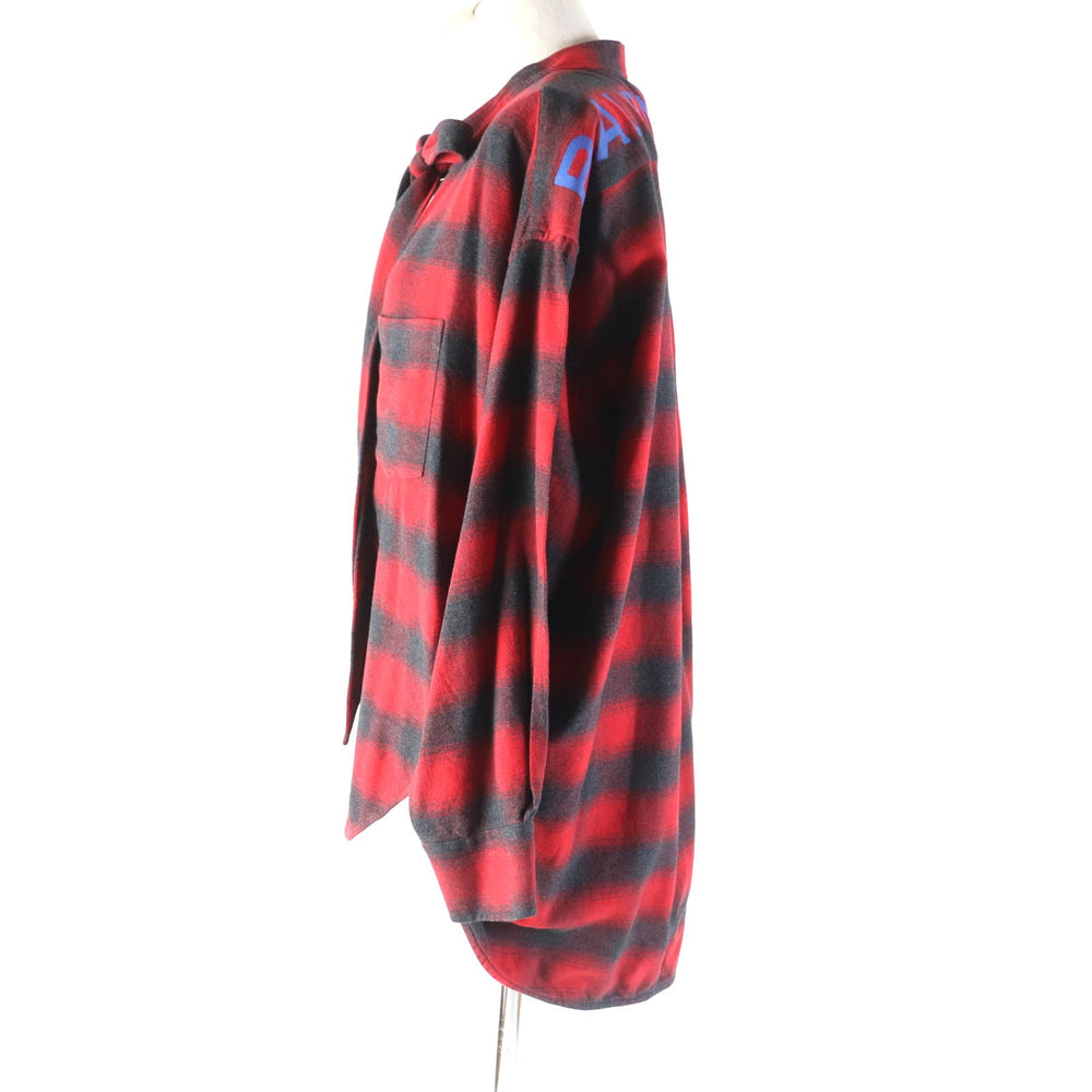BALENCIAGA Long sleeve shirt 492513 Main: 100% cotton Red black New Swing Women 34 Used Authentic