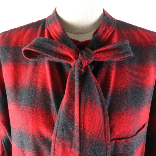 BALENCIAGA Long sleeve shirt 492513 Main: 100% cotton Red black New Swing Women 34 Used Authentic