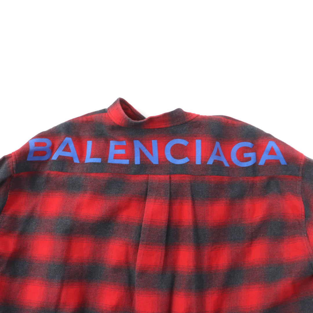 BALENCIAGA Long sleeve shirt 492513 Main: 100% cotton Red black New Swing Women 34 Used Authentic