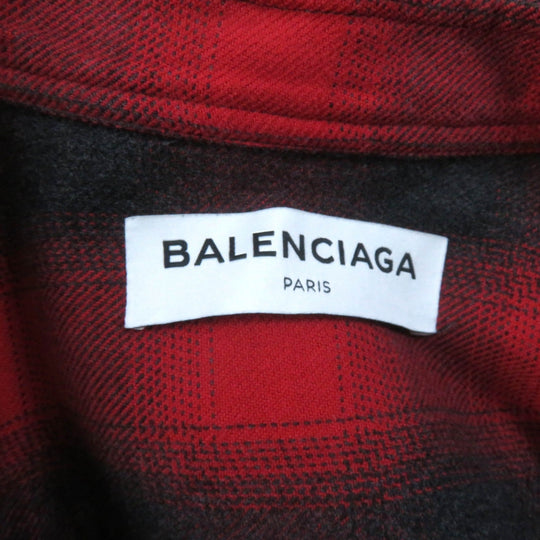 BALENCIAGA Long sleeve shirt 492513 Main: 100% cotton Red black New Swing Women 34 Used Authentic