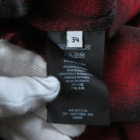 BALENCIAGA Long sleeve shirt 492513 Main: 100% cotton Red black New Swing Women 34 Used Authentic