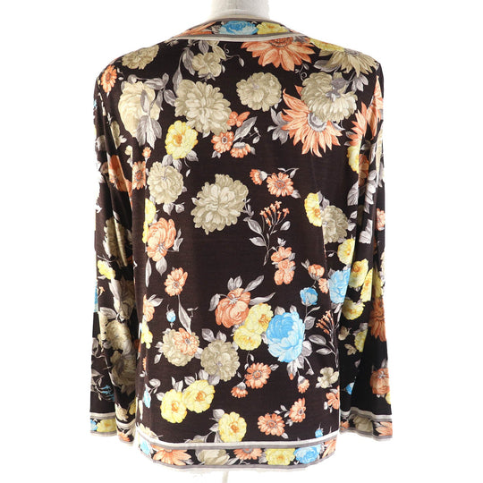 LEONARD FASHION cardigan Main: 60% wool, Main: 40% silk Dark brown multicolor Women L Used Authentic