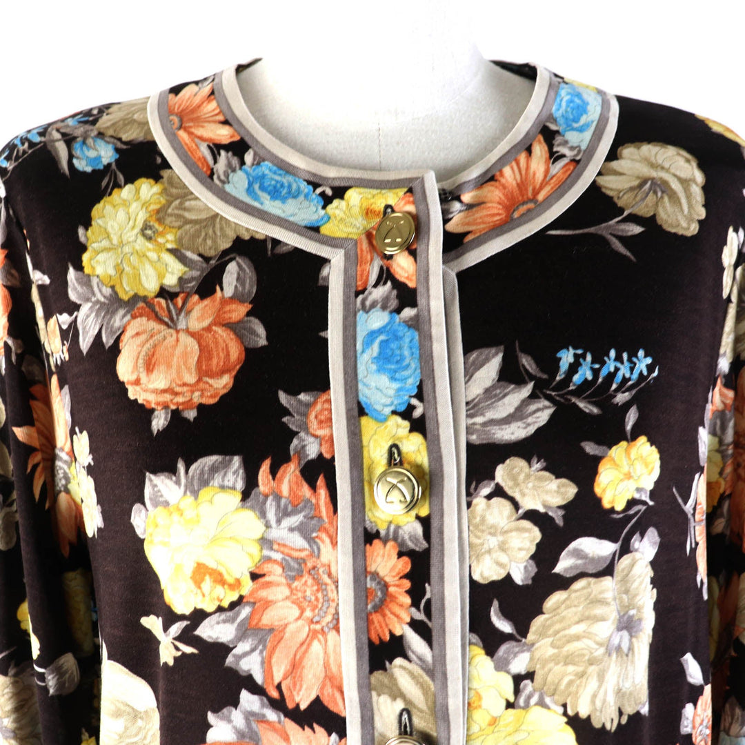 LEONARD FASHION cardigan Main: 60% wool, Main: 40% silk Dark brown multicolor Women L Used Authentic