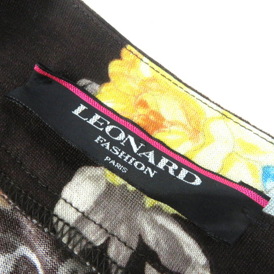 LEONARD FASHION cardigan Main: 60% wool, Main: 40% silk Dark brown multicolor Women L Used Authentic