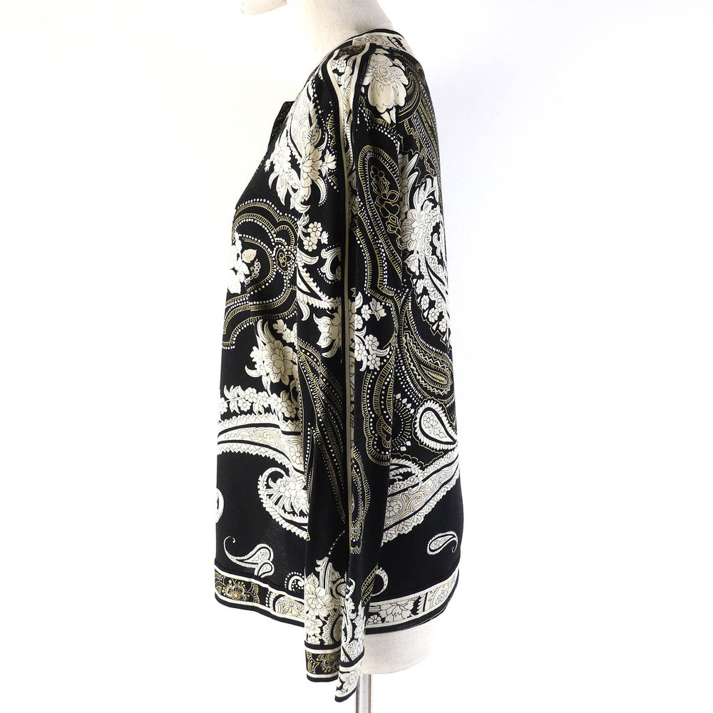 LEONARD FASHION cardigan Main: 60% wool, Main: 40% silk Black White type Women L Used Authentic