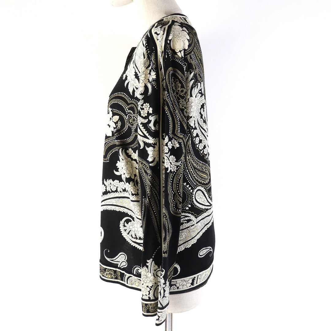 LEONARD FASHION cardigan Main: 60% wool, Main: 40% silk Black White type Women L Used Authentic