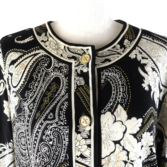 LEONARD FASHION cardigan Main: 60% wool, Main: 40% silk Black White type Women L Used Authentic
