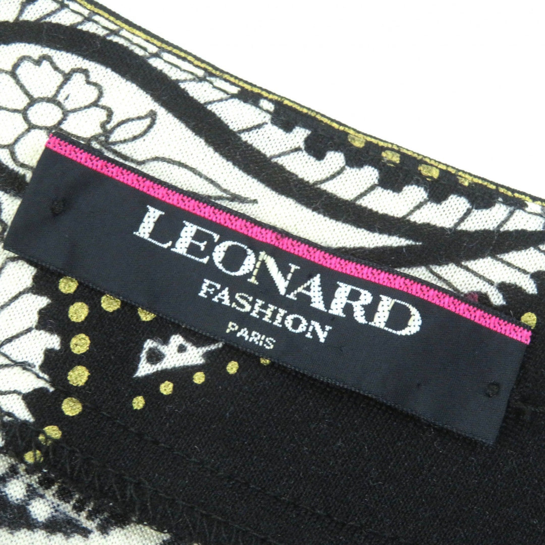 LEONARD FASHION cardigan Main: 60% wool, Main: 40% silk Black White type Women L Used Authentic