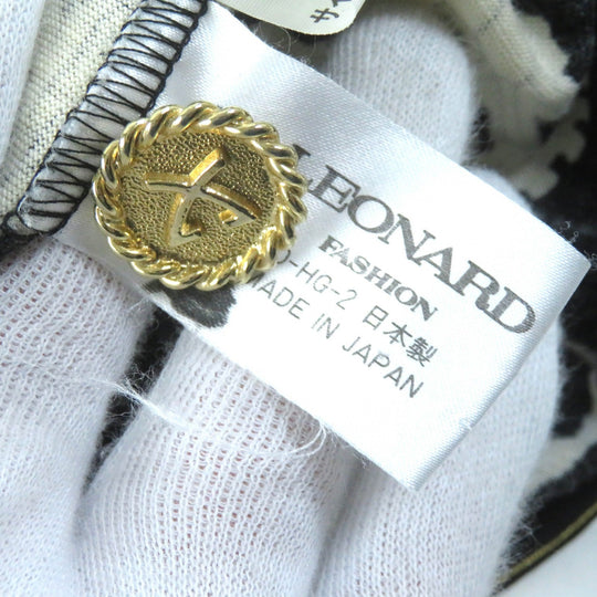 LEONARD FASHION cardigan Main: 60% wool, Main: 40% silk Black White type Women L Used Authentic