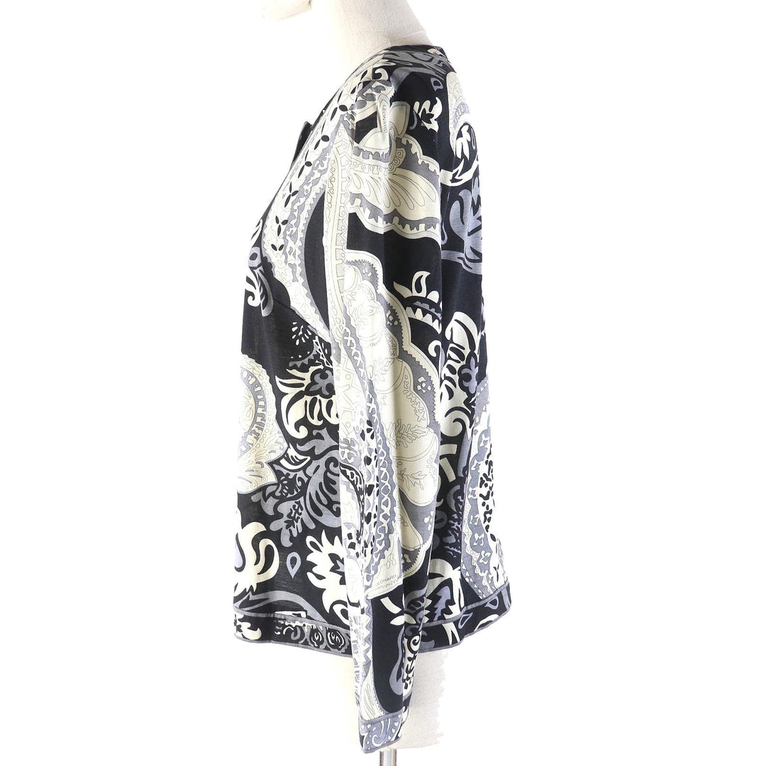 LEONARD FASHION cardigan Main: 60% wool, Main: 40% silk Black White Gray type Women L Used Authentic