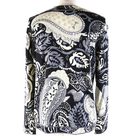 LEONARD FASHION cardigan Main: 60% wool, Main: 40% silk Black White Gray type Women L Used Authentic