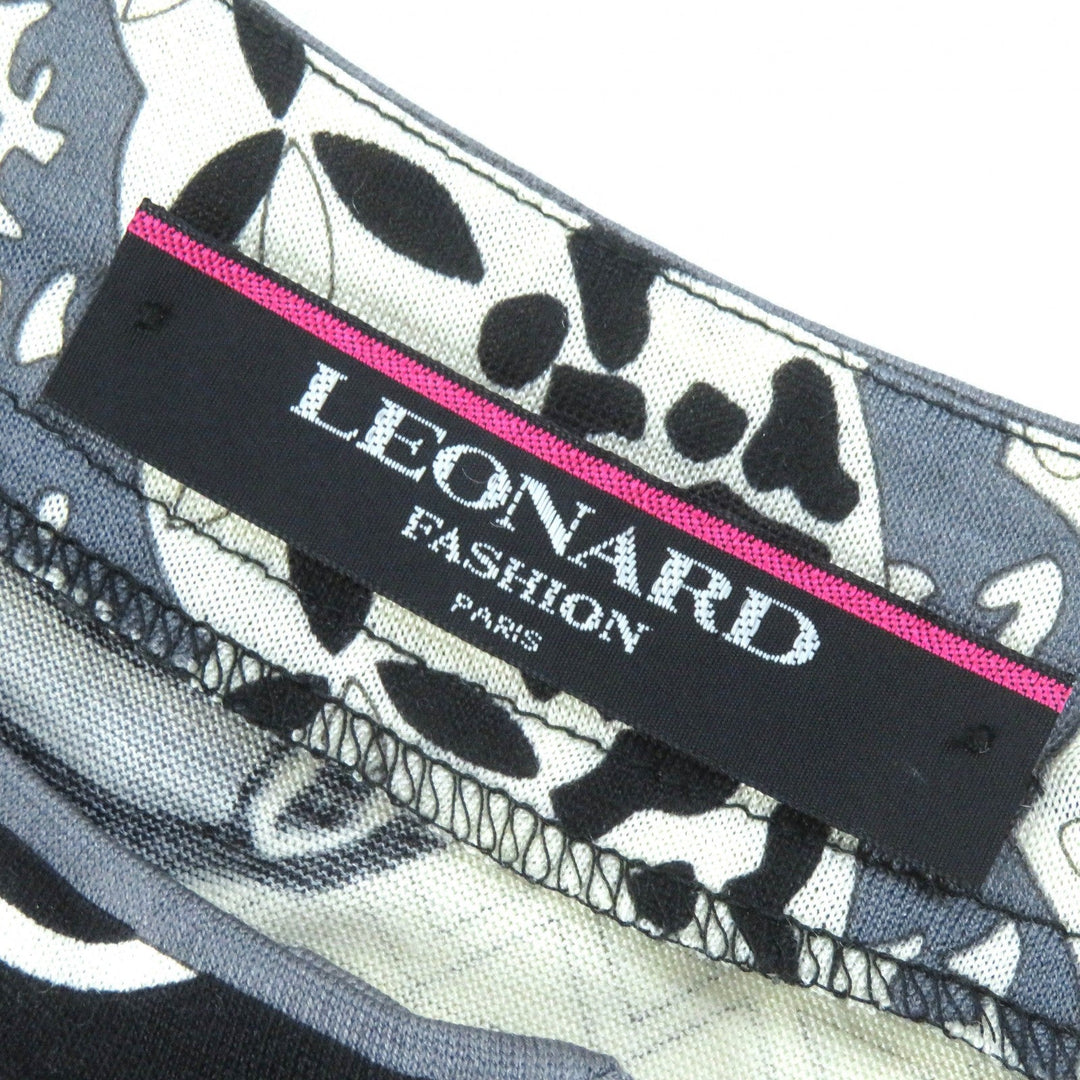 LEONARD FASHION cardigan Main: 60% wool, Main: 40% silk Black White Gray type Women L Used Authentic