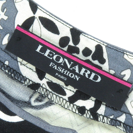 LEONARD FASHION cardigan Main: 60% wool, Main: 40% silk Black White Gray type Women L Used Authentic