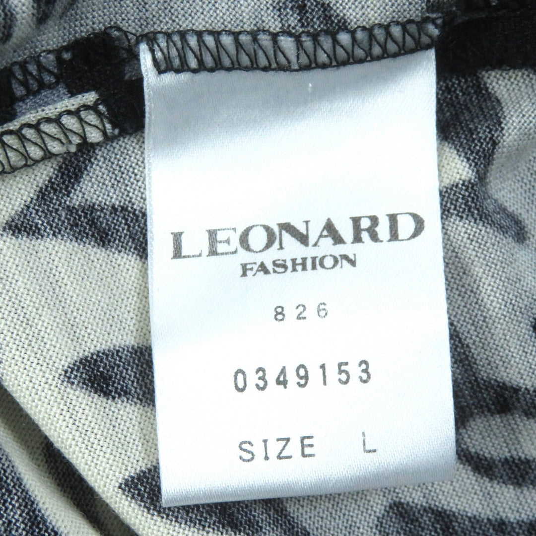 LEONARD FASHION cardigan Main: 60% wool, Main: 40% silk Black White Gray type Women L Used Authentic