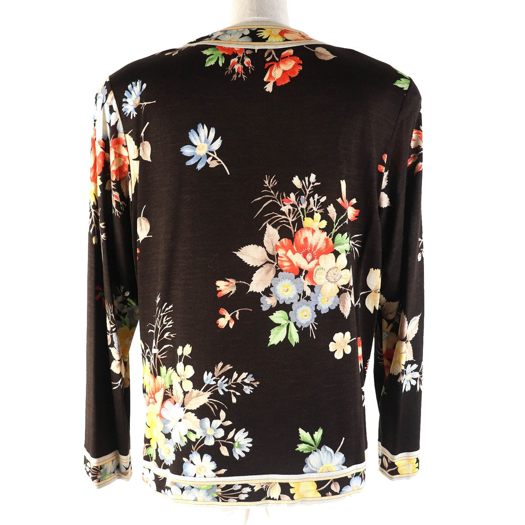 LEONARD FASHION cardigan Main: 60% wool, Main: 40% silk Dark brown multicolor Women L Used Authentic