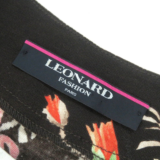LEONARD FASHION cardigan Main: 60% wool, Main: 40% silk Dark brown multicolor Women L Used Authentic
