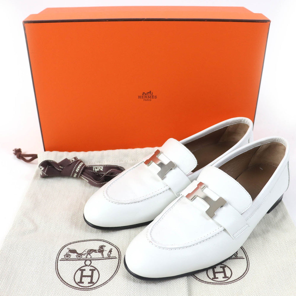 HERMES loafers 211288Z Main: Leather white Paris Women 36 Used Authentic