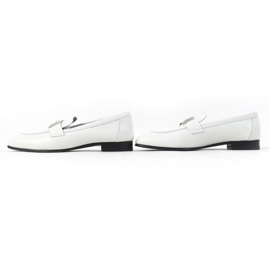 HERMES loafers 211288Z Main: Leather white Paris Women 36 Used Authentic