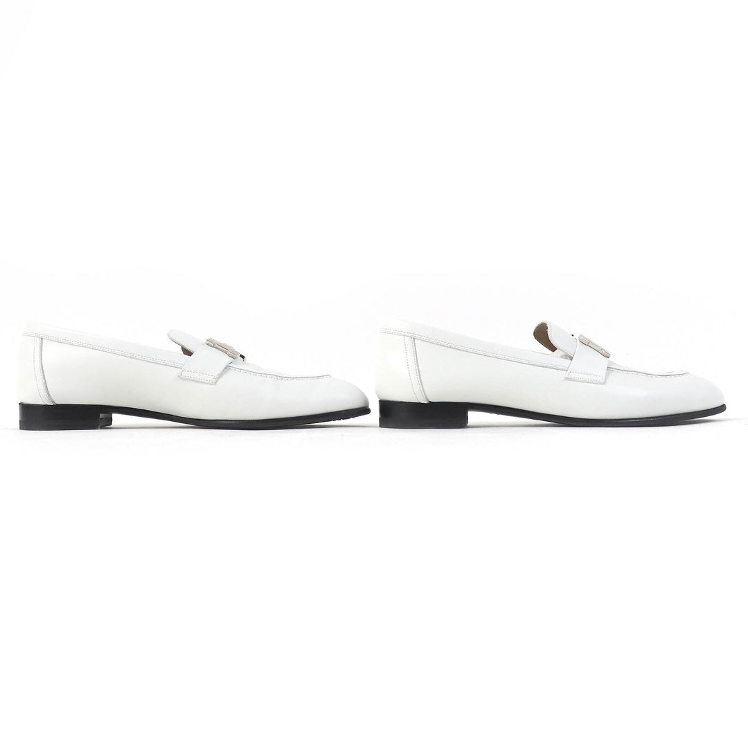 HERMES loafers 211288Z Main: Leather white Paris Women 36 Used Authentic