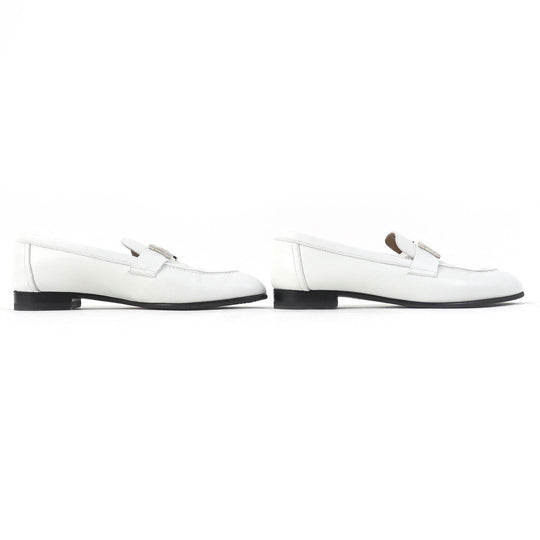 HERMES loafers 211288Z Main: Leather white Paris Women 36 Used Authentic