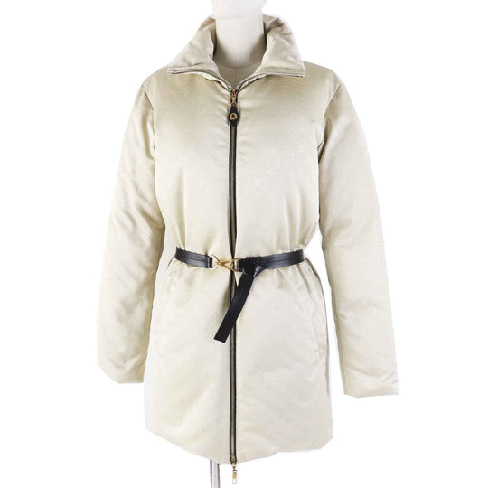 LOUIS VUITTON down coat FDJA44QWD Main: 53% polyester, Main: 47% wool, Lining: 50% rayon, Lining: 50% cupra, Filling: 90% down beige Women 36 Used Authentic