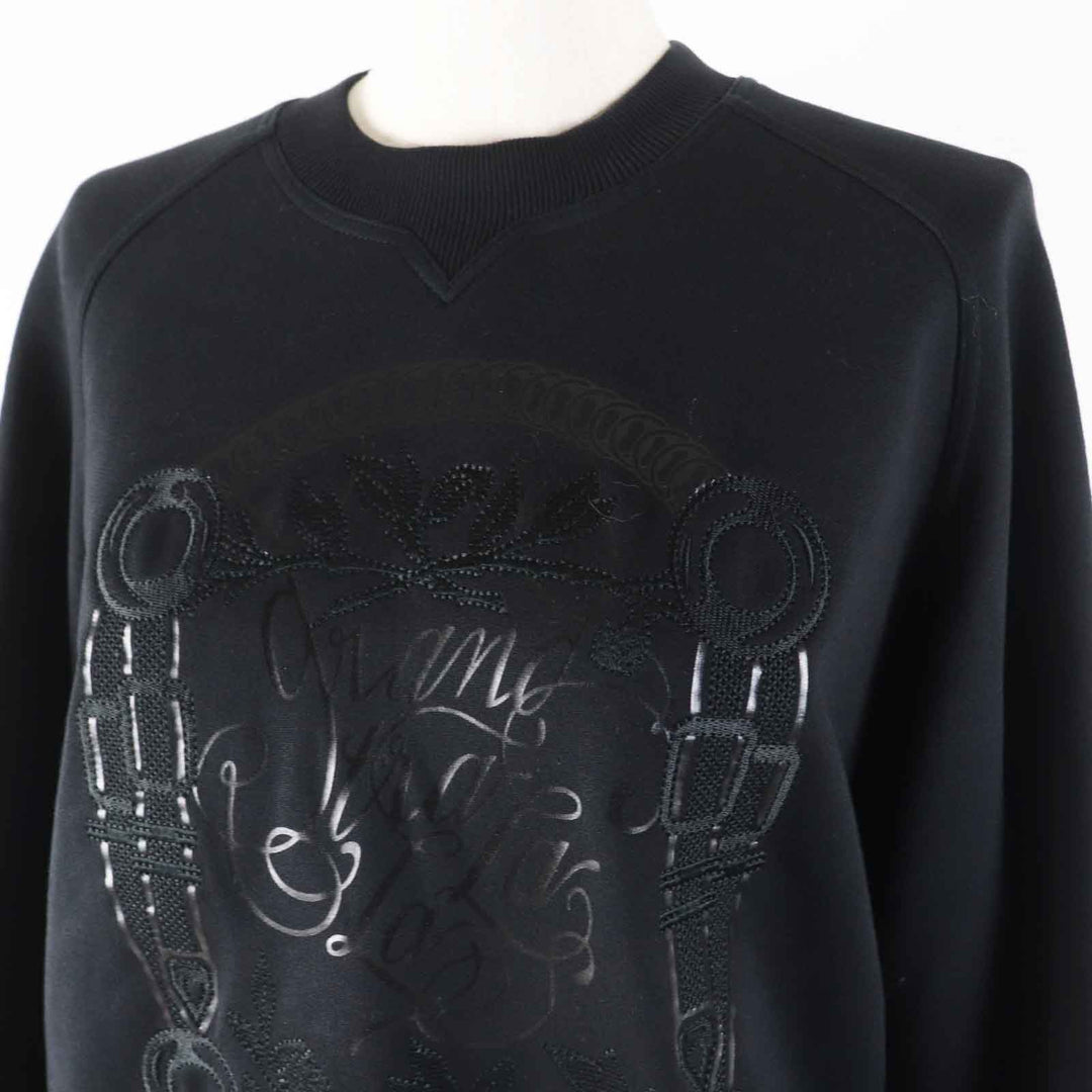 HERMES sweat 2E4609DQ Main: 100% cotton, Part: 96% cotton, Part: 4% polyurethane, Part: 100% rayon black Women 36 Used Authentic