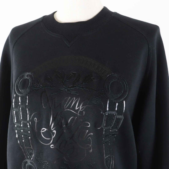 HERMES sweat 2E4609DQ Main: 100% cotton, Part: 96% cotton, Part: 4% polyurethane, Part: 100% rayon black Women 36 Used Authentic